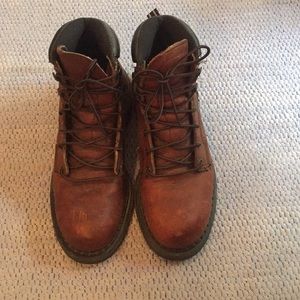 Red wing winter boots.